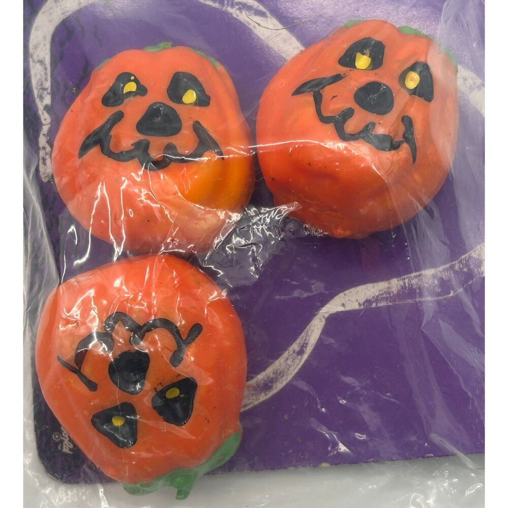 Vintage Wax Jack O' Lantern Candle 1990s Halloween Decor Set of 3 Pumpkin